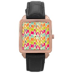 Abstract Pattern Colorful Wallpaper Rose Gold Leather Watch  by Simbadda