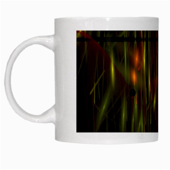 Fractal Rain White Mugs