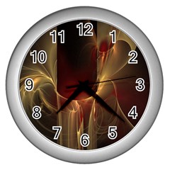 Fractal Image Wall Clocks (silver)  by Simbadda