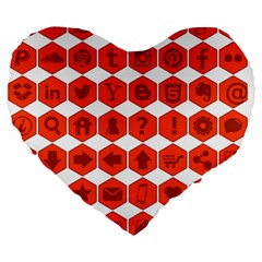 Icon Library Web Icons Internet Social Networks Large 19  Premium Heart Shape Cushions by Simbadda