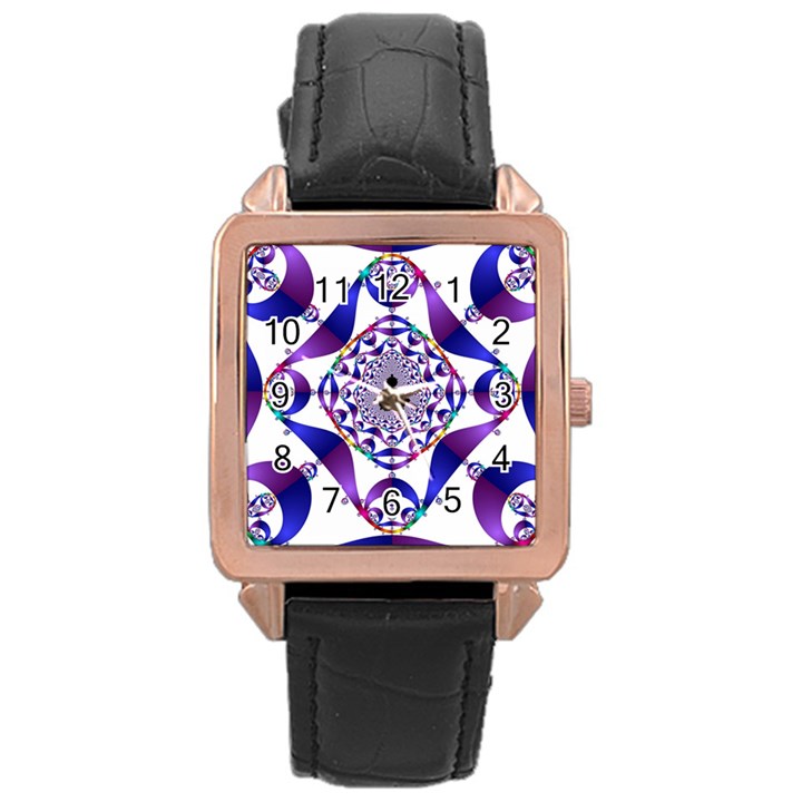 Ring Segments Rose Gold Leather Watch 