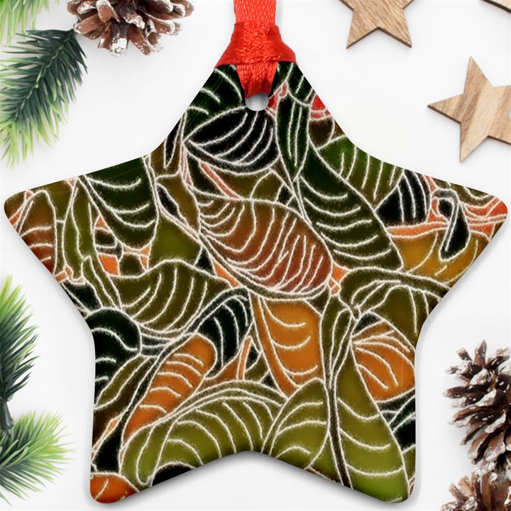 Floral Pattern Background Star Ornament (Two Sides)