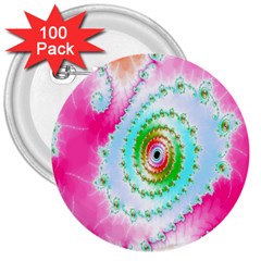 Decorative Fractal Spiral 3  Buttons (100 Pack)  by Simbadda