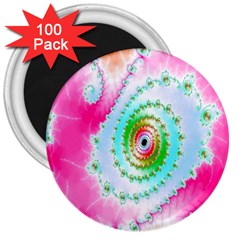 Decorative Fractal Spiral 3  Magnets (100 Pack) by Simbadda