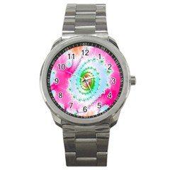 Decorative Fractal Spiral Sport Metal Watch by Simbadda