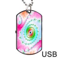 Decorative Fractal Spiral Dog Tag Usb Flash (two Sides)