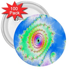 Decorative Fractal Spiral 3  Buttons (100 Pack)  by Simbadda