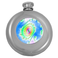 Decorative Fractal Spiral Round Hip Flask (5 Oz) by Simbadda