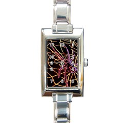 Black Widow Spider, Yellow Web Rectangle Italian Charm Watch by Simbadda