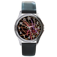 Black Widow Spider, Yellow Web Round Metal Watch by Simbadda