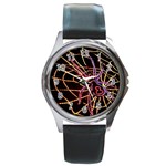 Black Widow Spider, Yellow Web Round Metal Watch Front