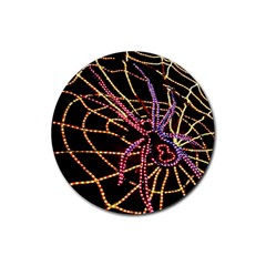 Black Widow Spider, Yellow Web Rubber Coaster (round)  by Simbadda