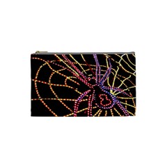 Black Widow Spider, Yellow Web Cosmetic Bag (small)  by Simbadda