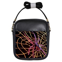 Black Widow Spider, Yellow Web Girls Sling Bags by Simbadda