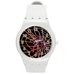 Black Widow Spider, Yellow Web Round Plastic Sport Watch (m) by Simbadda