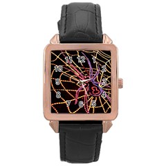 Black Widow Spider, Yellow Web Rose Gold Leather Watch  by Simbadda