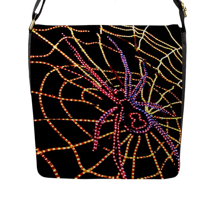 Black Widow Spider, Yellow Web Flap Messenger Bag (L) 