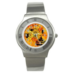 Halloween Weird  Surreal Atmosphere Stainless Steel Watch by Simbadda