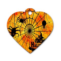 Halloween Weird  Surreal Atmosphere Dog Tag Heart (two Sides) by Simbadda