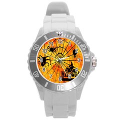 Halloween Weird  Surreal Atmosphere Round Plastic Sport Watch (l) by Simbadda