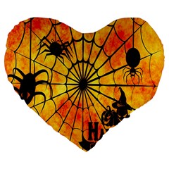 Halloween Weird  Surreal Atmosphere Large 19  Premium Flano Heart Shape Cushions by Simbadda