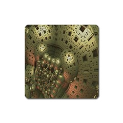 Geometric Fractal Cuboid Menger Sponge Geometry Square Magnet by Simbadda