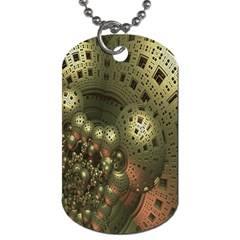 Geometric Fractal Cuboid Menger Sponge Geometry Dog Tag (two Sides) by Simbadda