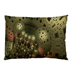 Geometric Fractal Cuboid Menger Sponge Geometry Pillow Case by Simbadda