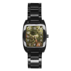 Geometric Fractal Cuboid Menger Sponge Geometry Stainless Steel Barrel Watch by Simbadda