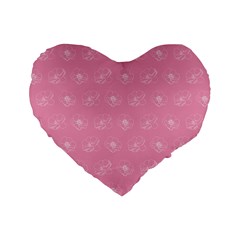 Pink Pattern Standard 16  Premium Flano Heart Shape Cushions by Valentinaart