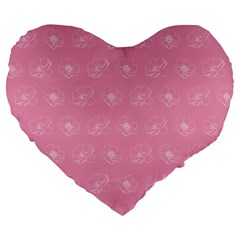 Pink Pattern Large 19  Premium Flano Heart Shape Cushions by Valentinaart