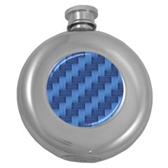 Blue Pattern Round Hip Flask (5 Oz) by Valentinaart