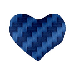 Blue Pattern Standard 16  Premium Heart Shape Cushions by Valentinaart