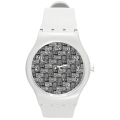 Gray Pattern Round Plastic Sport Watch (m) by Valentinaart