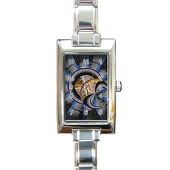 Fractal Tech Disc Background Rectangle Italian Charm Watch by Simbadda