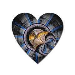 Fractal Tech Disc Background Heart Magnet by Simbadda