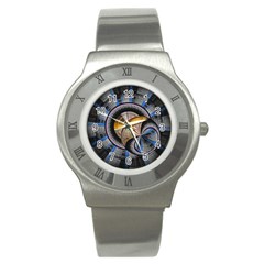 Fractal Tech Disc Background Stainless Steel Watch by Simbadda