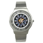 Fractal Tech Disc Background Stainless Steel Watch Front