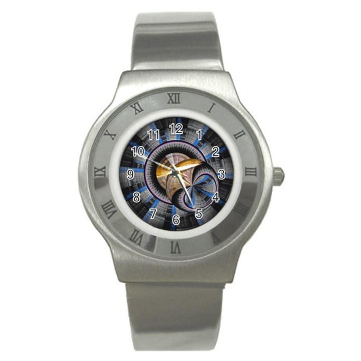 Fractal Tech Disc Background Stainless Steel Watch