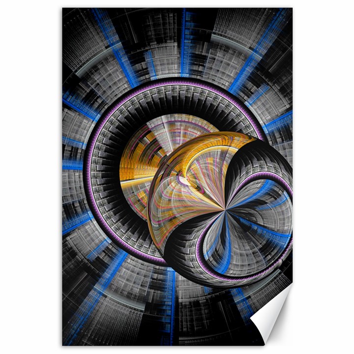 Fractal Tech Disc Background Canvas 12  x 18  