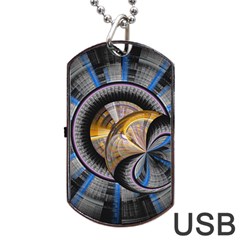 Fractal Tech Disc Background Dog Tag Usb Flash (one Side) by Simbadda