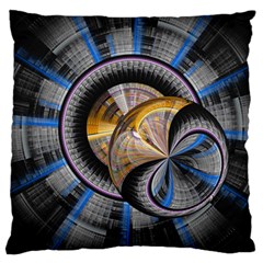 Fractal Tech Disc Background Large Cushion Case (one Side) by Simbadda