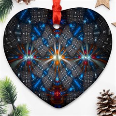 Fancy Fractal Pattern Heart Ornament (two Sides) by Simbadda