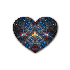 Fancy Fractal Pattern Rubber Coaster (heart)  by Simbadda