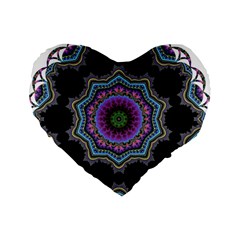 Fractal Lace Standard 16  Premium Heart Shape Cushions by Simbadda