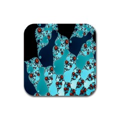 Decorative Fractal Background Rubber Square Coaster (4 Pack)  by Simbadda