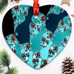 Decorative Fractal Background Heart Ornament (two Sides) by Simbadda