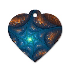 Fractal Star Dog Tag Heart (one Side) by Simbadda