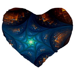 Fractal Star Large 19  Premium Flano Heart Shape Cushions by Simbadda