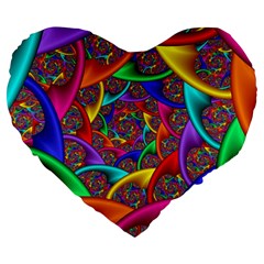 Color Spiral Large 19  Premium Heart Shape Cushions by Simbadda